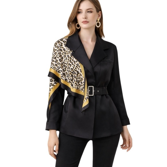 M Signature Label Collection Jackets & Blazers - Black Silk Scarf Jacket Small Medium